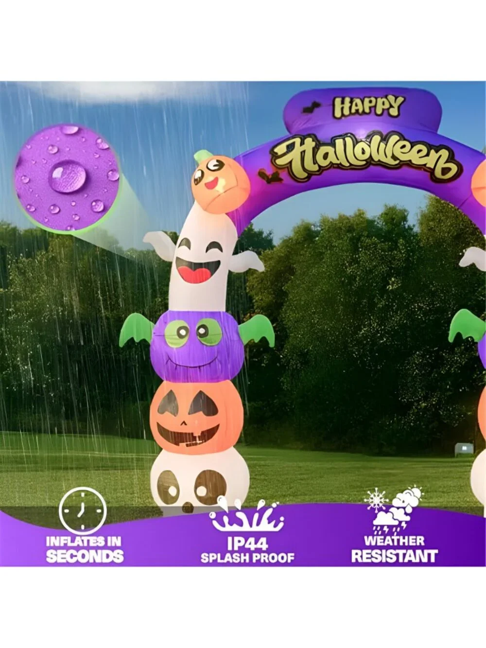 8FT Halloween Inflatable Archway with LEDs, Pumpkins & Ghosts